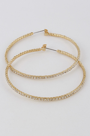 Thin Round Shape Earrings with Rhinestone 6KAD7